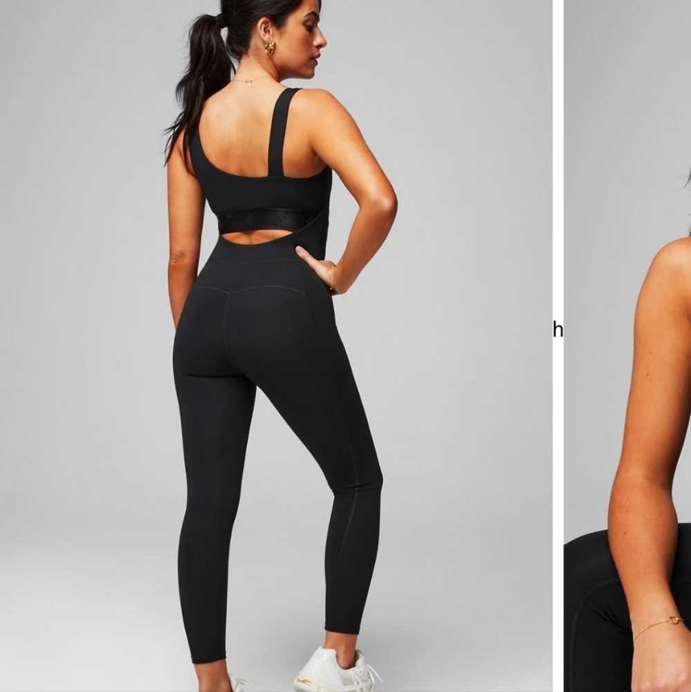 Fabletics Pureluxe w/ Built-In Bra 7/8 Jumpsuit Medium Black